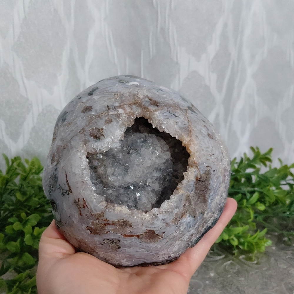 Natural Geode with Sparkling Crystals